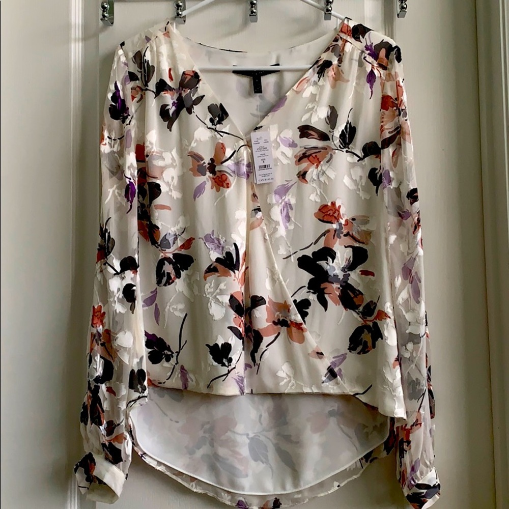 Women V neck surplice blouse.